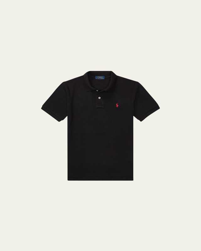 Boy's Short-Sleeve Logo Embroidery Polo Shirt, Size S-XL